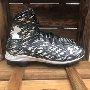 Under Armor Highlight Football Cleats Shoes Size 6Y Black White Sports Youth EUC